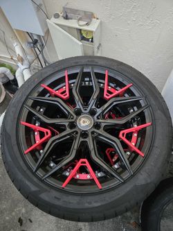 Marquee Wheels M3371 Gloss Black with Red Spoke Accents Wheel; 20x9; 15mm Offset (08-23 RWD Challenger, Excluding Widebody)