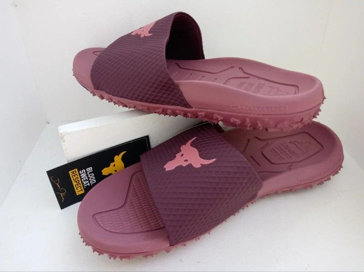 Under Armour x Project Rock Slides Maroon Mens Size 11 New Authentic