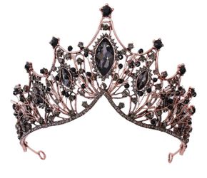 Crystal Wedding Crowns, Baroque Queen Crowns, Costume Party Hair Accessories for Women and Girls(Black Crown)