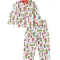The Grinch Toddler Boys’ Christmas Holiday Print Flannel Coat Pajama Set