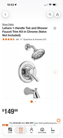 Delta Lahara 1-Handle Tub and Shower Faucet Trim Kit in Chrome (Valve Not Included)