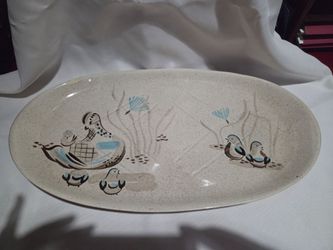 Red Wing Pottery Bob White Quail Large Oval Serving Platter 19 7/8" X 10 3/4"