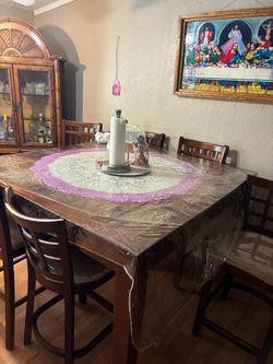 Dark Wood Dining Table with 4 Chairs