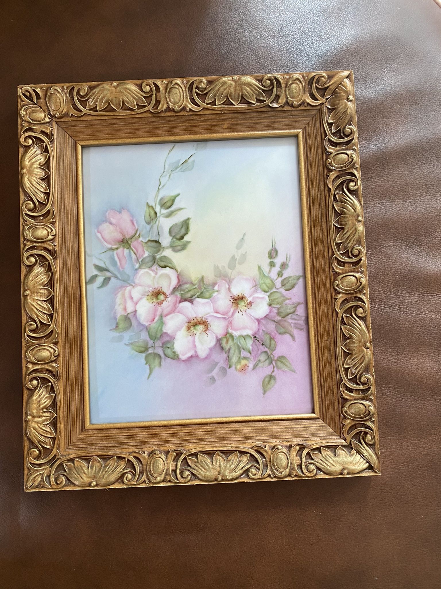 Beautiful Original Hand Painted Fine Porcelain China in Beautiful Frame