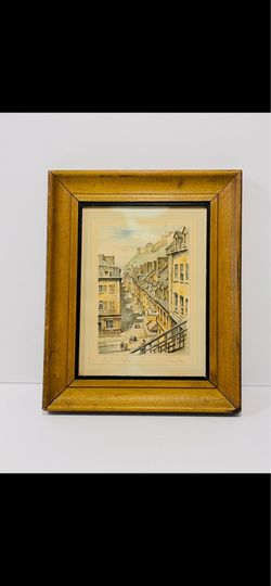 Antique Hand Colored Lithograph “La Citadelle” by Artist Dumarais Signed & Framed. Beautiful framed lithograph is in good vintage condition, size 10.5