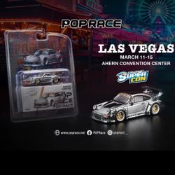 Pop Race 1:64 Porsche RWB 930 Silver Chrome - Las Vegas Supercon 2026 Edition PRB001