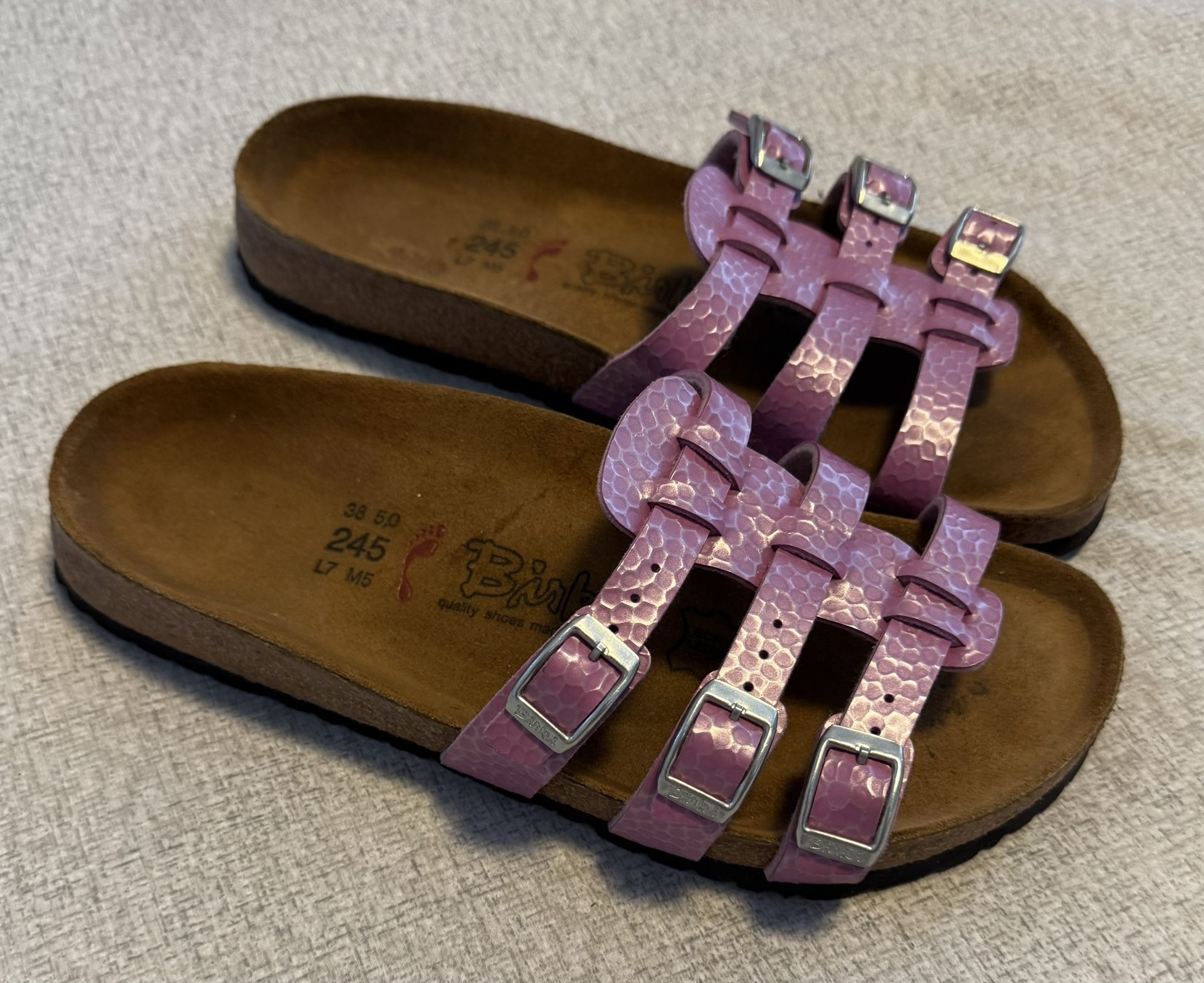 Birki’s Size 7 Birkenstock Xenia Pink Slide Sandals Leather Women