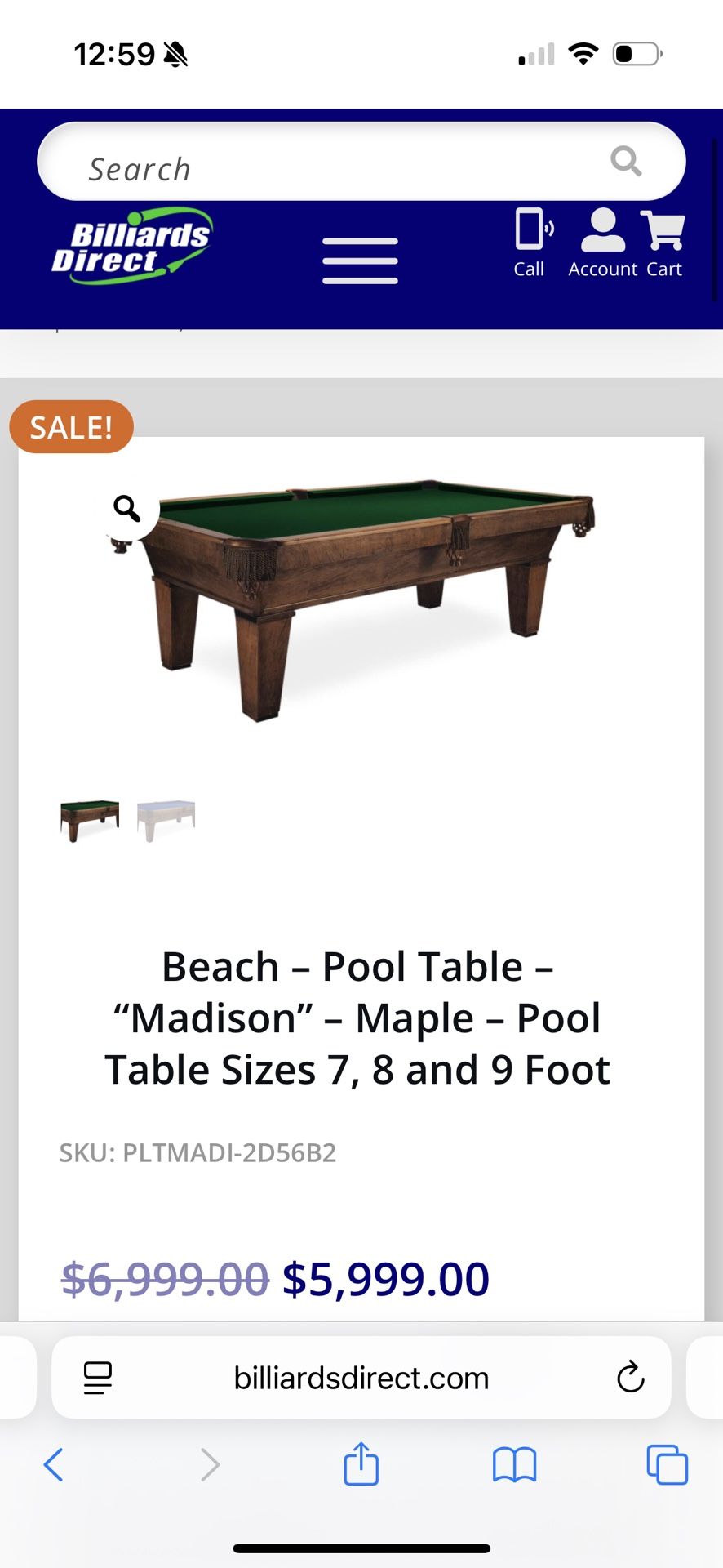 Beach Manufacturing 8 Ft Pool Table