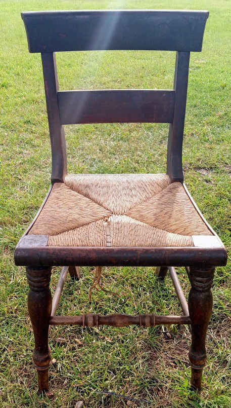 Antique Hitchcock Style Woven Wood Dining Chairs And Costco Metal Stepstool Chairs 