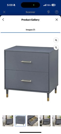 TMS Thompson Lateral Wood Filing Cabinet, Charcoal Gray