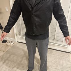 Leather Jacket Fur Lined - Mens Size Small/medium