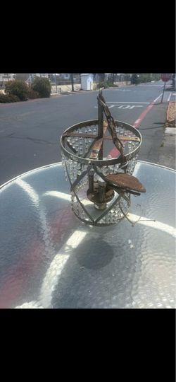 Vintage Crystal Bead Chandelier Light Fixture