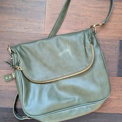 Olive Green Leather Crossbody Purse