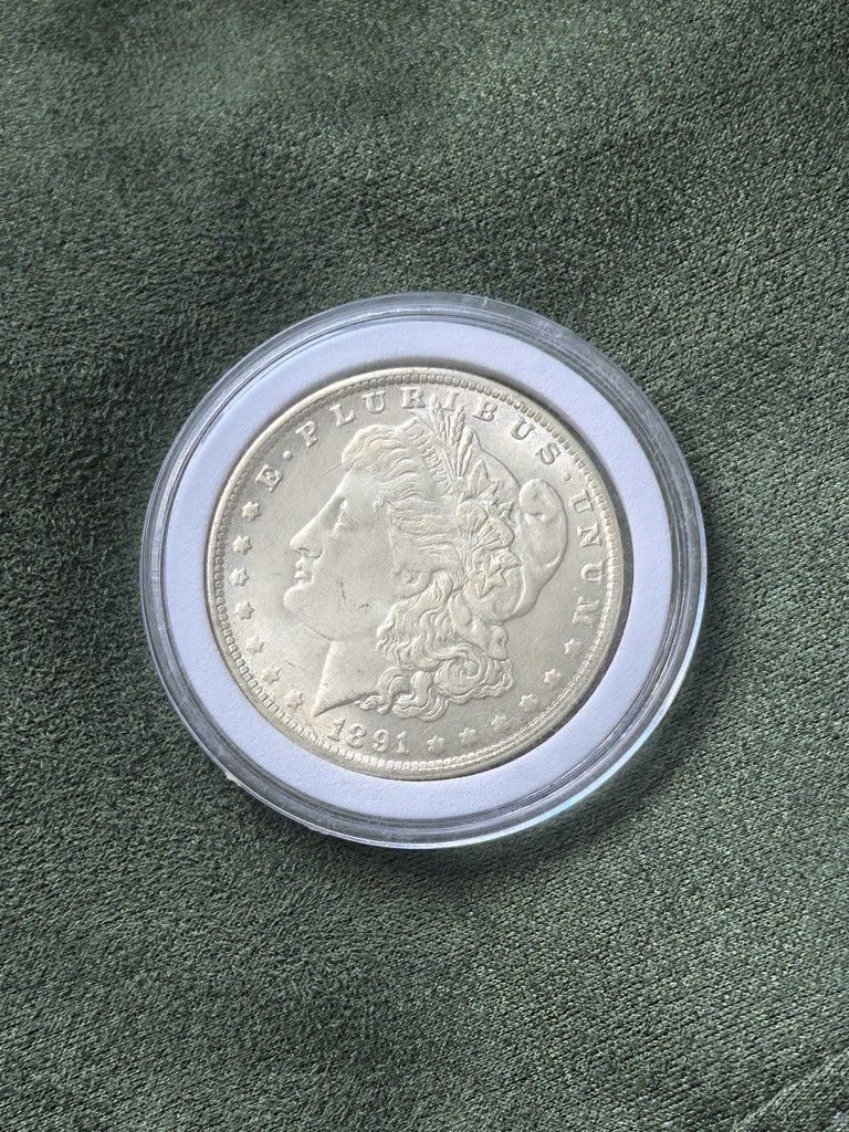 1891-CC MORGAN SILVER DOLLAR,