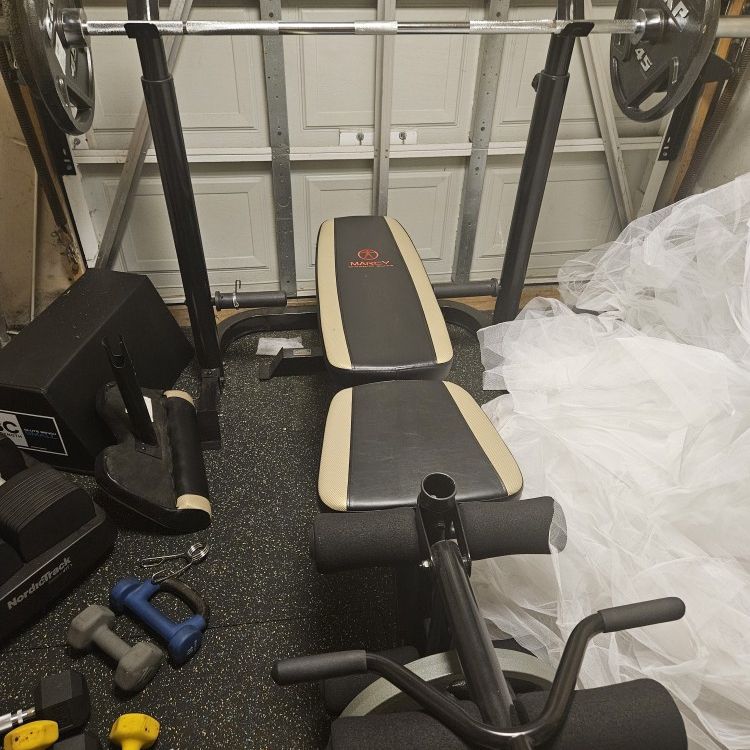 Marcy Olympic Bench, Weights And Bar For Sale