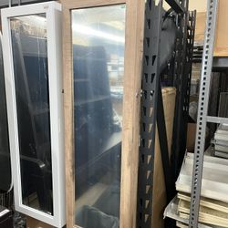 SONGMICS 6 LEDs Mirror Jewelry Cabinet Wall or Door Mounted Armoire Organizer - Toasted Oak  