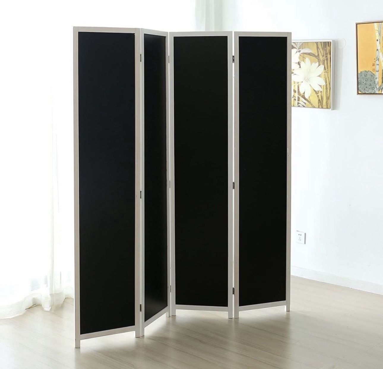 4 Panel Chalkboard Room Divider, Folding Writable Privacy Screen Furniture