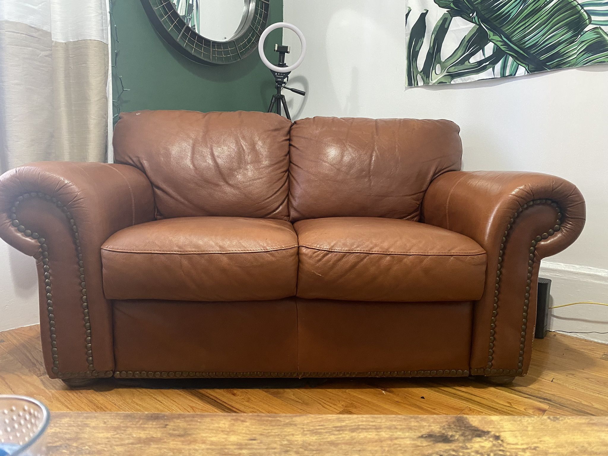 Eddie Baur Leather Loveseat