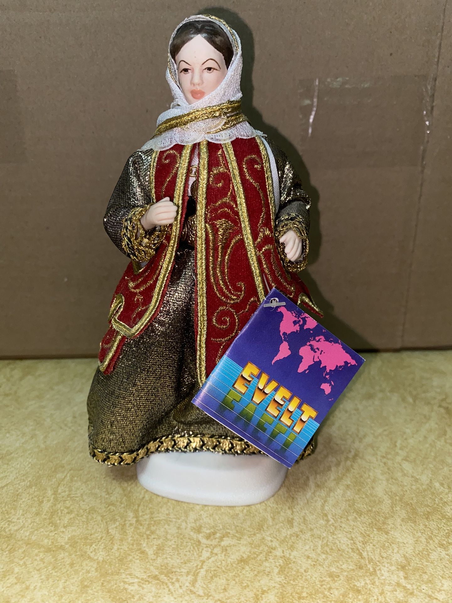7.5 inch Vintage Evelt Handmade Greek Porcelain Doll 146 E Attica Imported From Greece