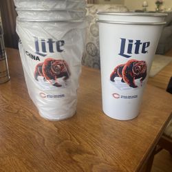 6-Miller light aluminum 16 ounce glasses with the bears emblem on it brand new