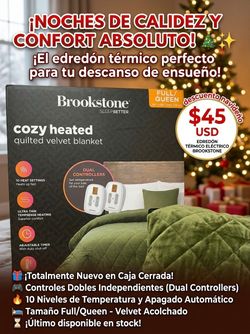Edredón Térmico Eléctrico Brookstone)
​Este producto es un edredón térmico de lujo con tecnología avanzada de calefacción, diseñado para brindar el má