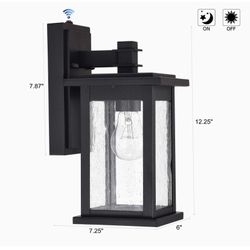  Dusk to Dawn Sensor Outdoor Wall Mount Light Fixture Photocell Exterior Wall Sconces 1 Lighting Lantern Textured Black Finish with Clear Seedy Glass 