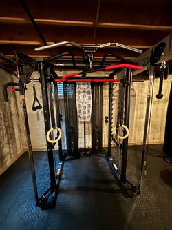 SCS Smith Cage System (Fully Loaded) rack with pulley system bike comes with
