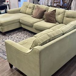 Sage green sectional sofa w chaise Free Delivery