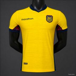 Ecuador National Team Soccer Jersey Shirt Yellow Navy- Slim fit - Size XL