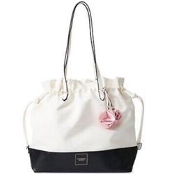 New Victoria Secret  Cream Black Pink Lg Tote  Bag Purse 