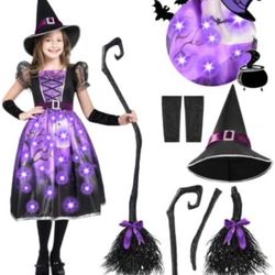 Light Up Witch Halloween Costume For Girls Kids 
