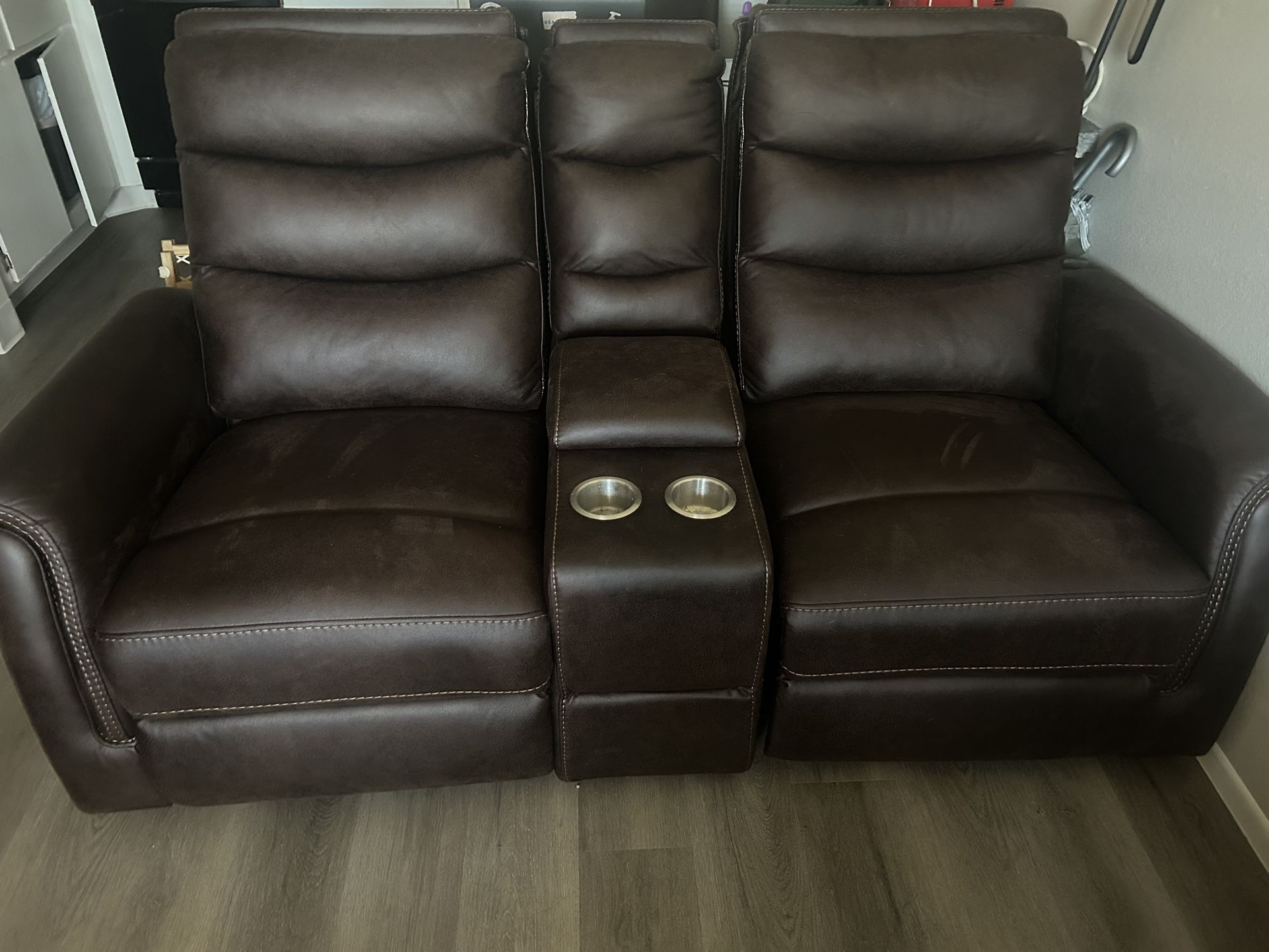 Dual Recliner Leather Couch 