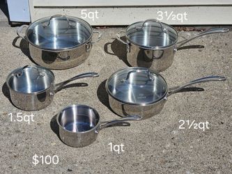 Calphalon Stainless Steel 5 Piece Pots With Lids