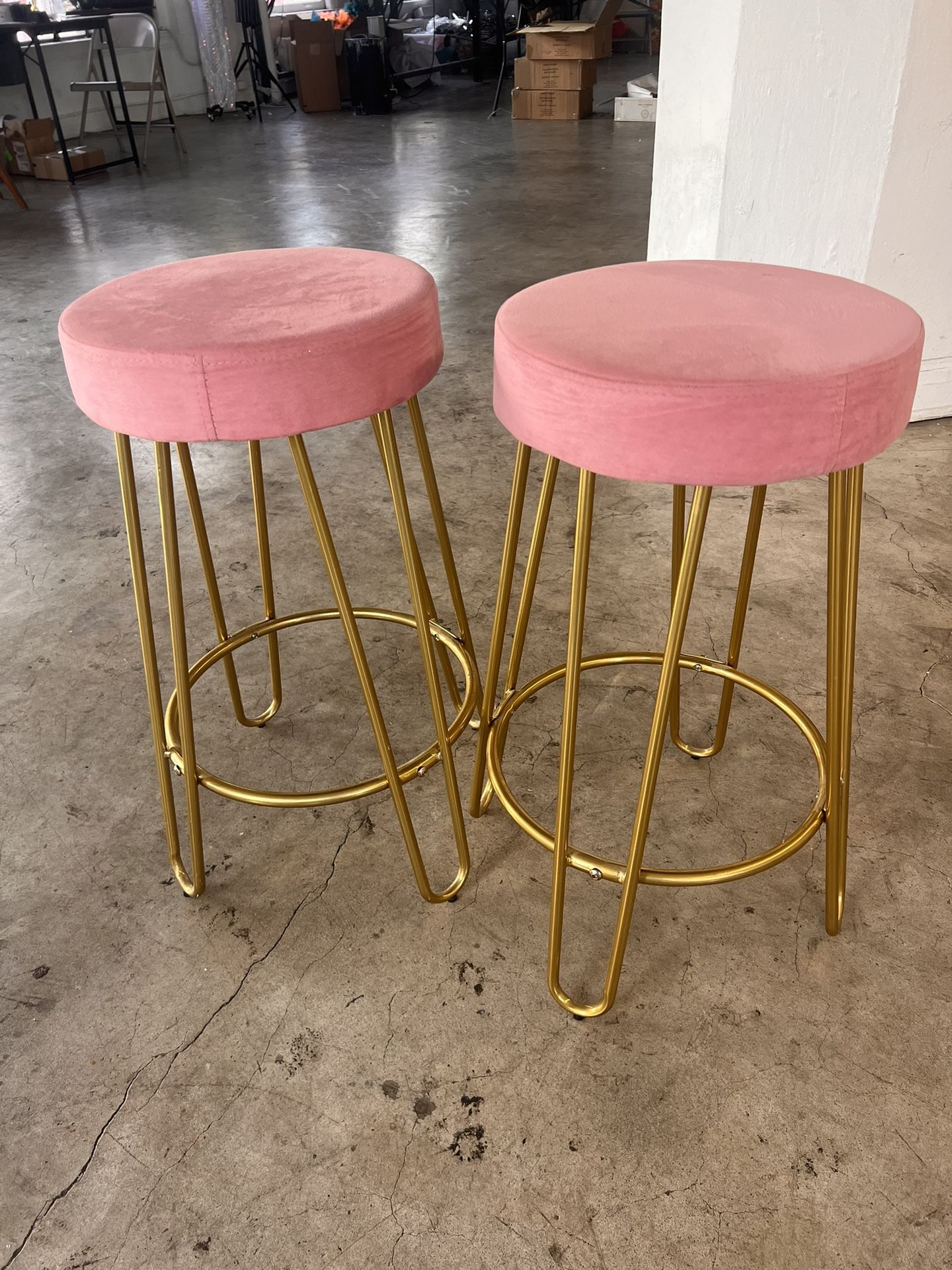 Pink Velvety Bar Stools 