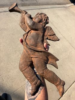 Antique Terracotta Cherub Angel Figurine