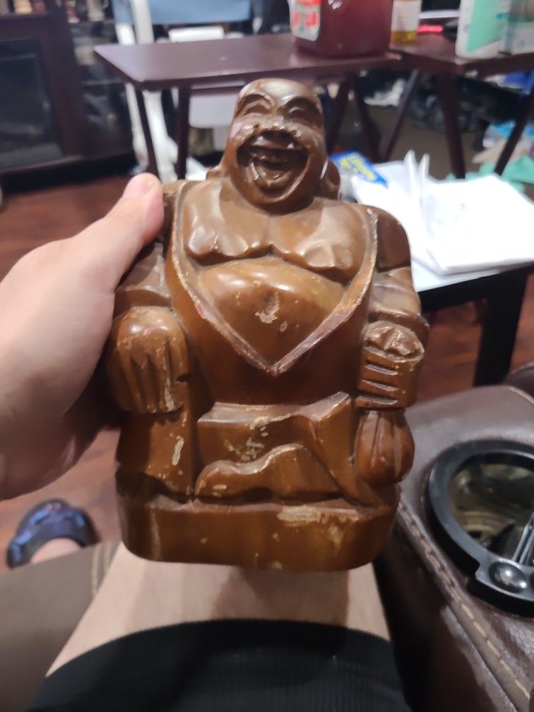 Lina Vizcarra-Oandasan Wood Carved Buddha Appx 8.5" In Height