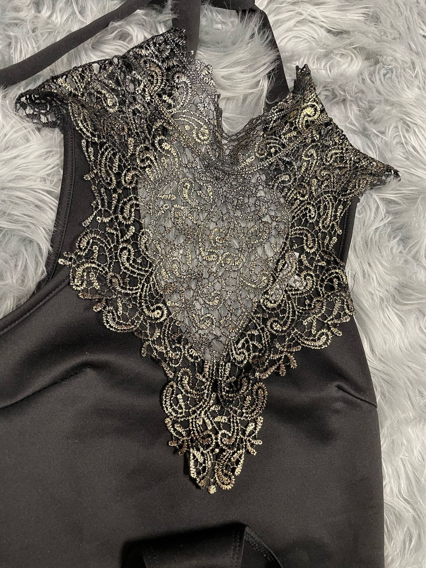 Black And Gold Body Suit
