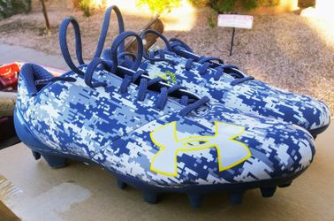 12" Blue Under Armor football cleats