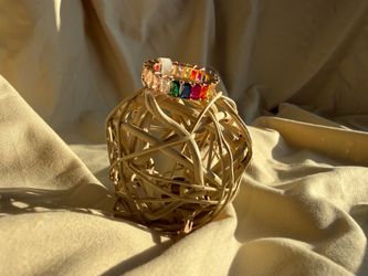 18K Gold Filled Rainbow Eternity Band | Colorful CZ Statement Ring