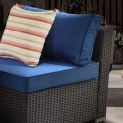 Patio Furniture Sofa Garden Couch Set 7 Pieces Blue Color