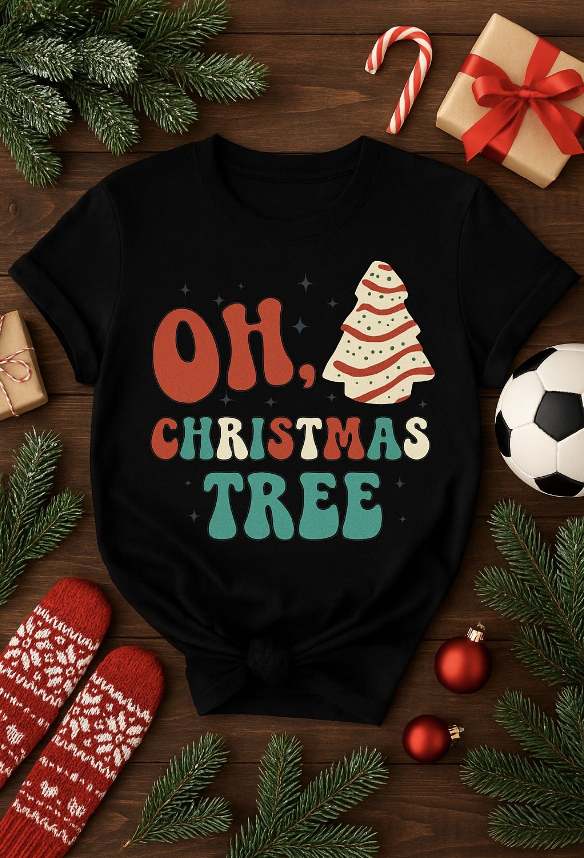 Oh Christmas Tree Shirt – Little Debbie Cake Inspired Tee | Retro Holiday Shirt | Cute Christmas Snack Cake Shirt for Kids & Adults