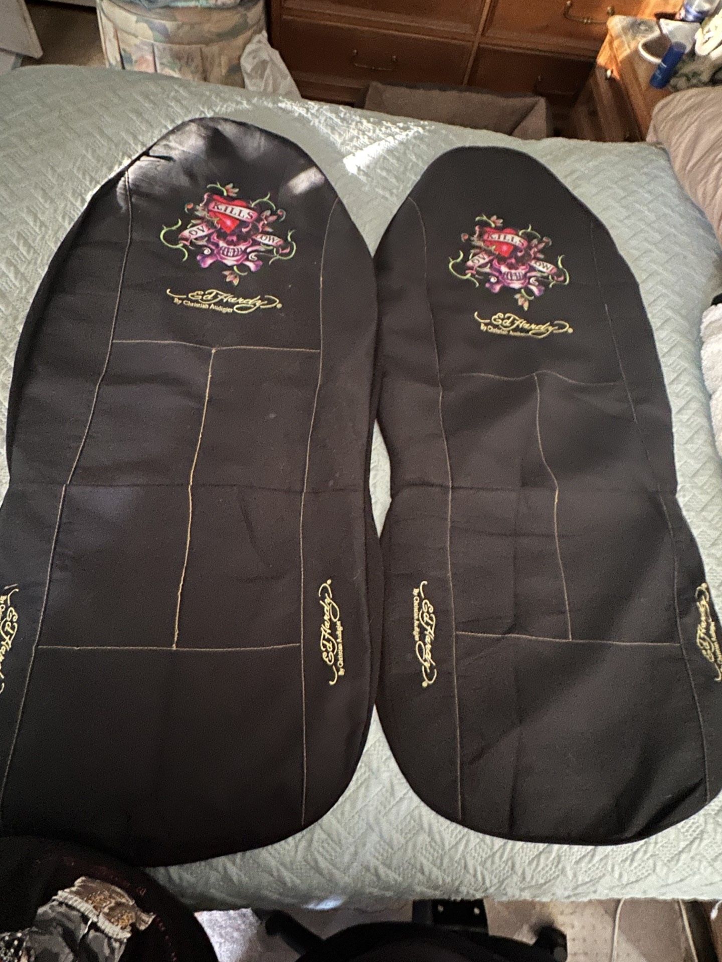 Ed Hardy "Love Kills Slowly" High Back Bucket Seat Covers...(New)...