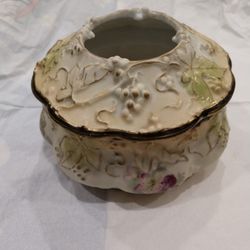 Rare Antique Hair Receiver 4 In Diameter 3 In Tall Made In Austria Very Good Condition