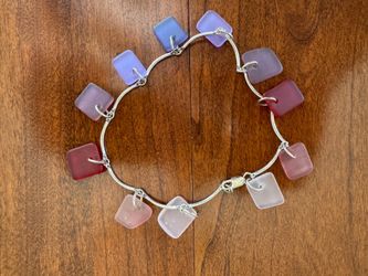 Sterling silver sea glass anklet