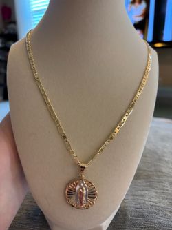Saint Judas and Virgin Mary Medallion Pendant Necklace