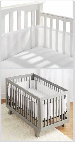 BreathableBaby Breathable Mesh Liner for Full-Size Cribs, Classic 3mm Mesh, White (Size 4FS Covers 3 or 4 Sides)