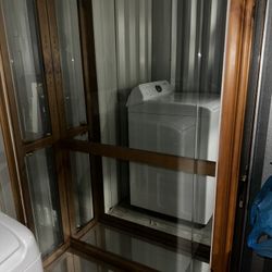 Tall Wood And Glass Cabinet 