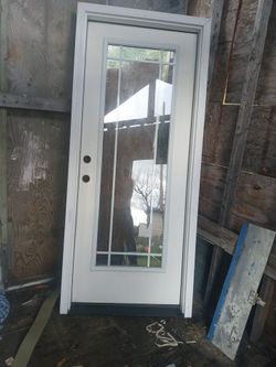 White Exterior Door with Full Glass Panel