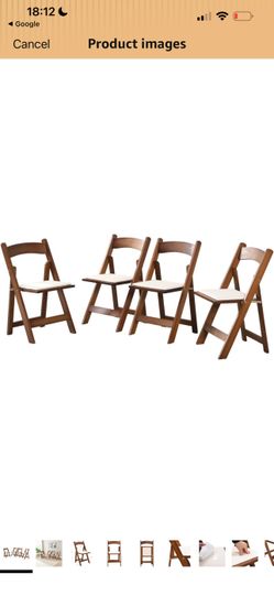 Upholstered Folding Chair, Space Saving, Easy To Carry, 4Pcs, Walnut Shelf Beige Cushion,Dining Room Natural Walnut Solid Wood $150  Warehouse Address