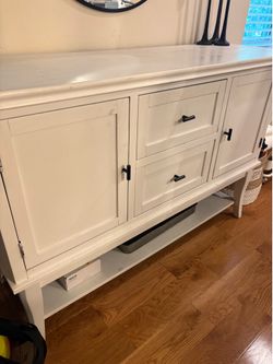 White Wooden Buffet Table